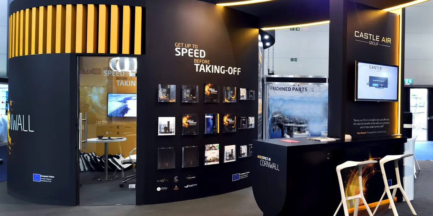 Interior exhibition stand design for Aerospace Cornwall at Farnborough International Airshow